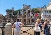A group of tourists at the Roman Forum while on a tour with The Tour Guy.