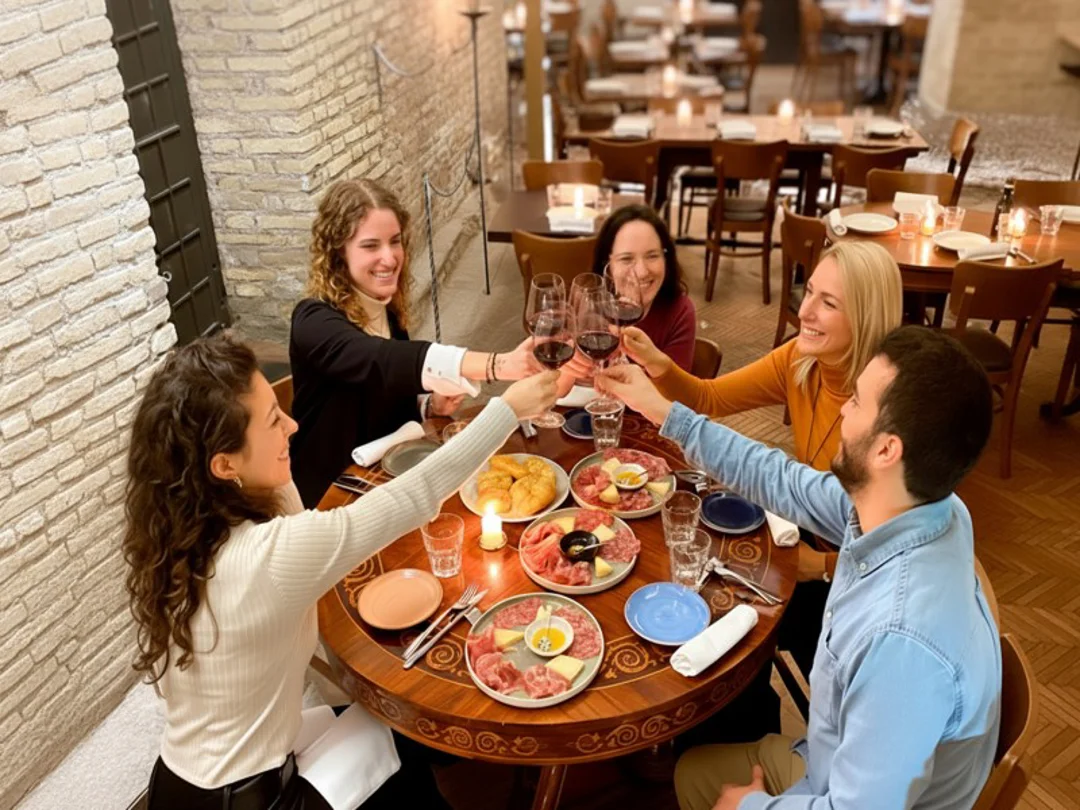 Couple drinking wine at sunset in Rome