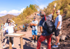 The Tour Guy tour group hiking up to the Vesuvius crater on a day trip from Rome