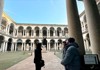 people inside the courtyard of Brera Gallery