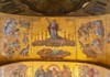 An image of the golden frescoes inside St. Mark's Basilica in Venice.