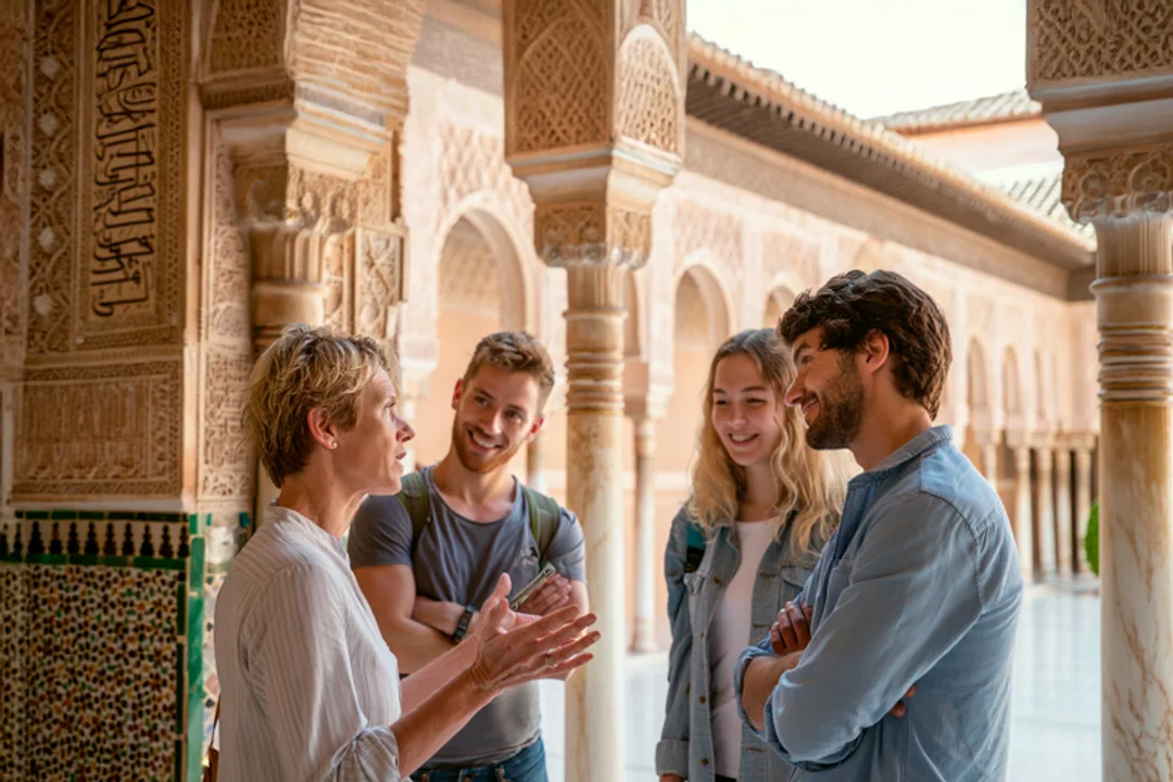 lady with alhambra in background