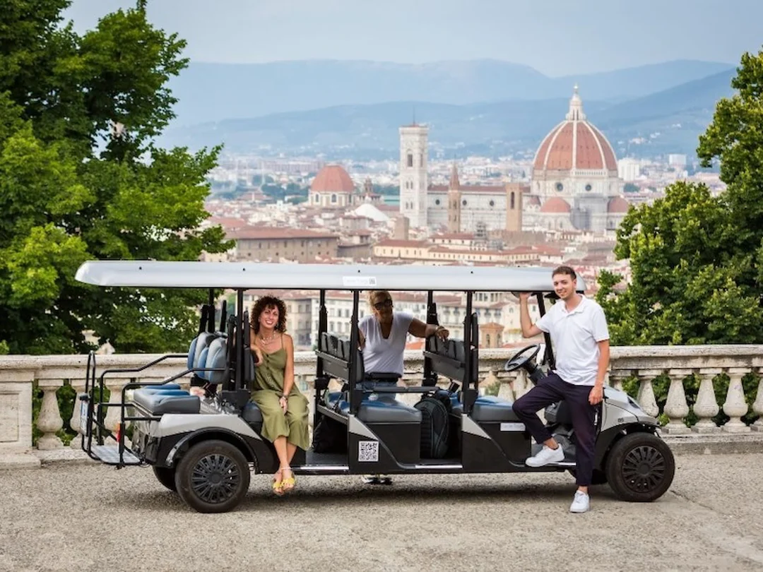 Small group on an electric golf cart in Florence