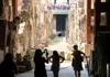 A group of tourists in the Colosseum Underground.