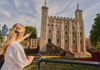 Woman enjoying the quiet morning hours at The Tower of London